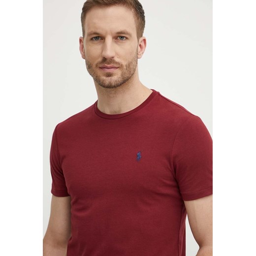 Polo Ralph Lauren t-shirt bawełniany męski kolor bordowy gładki 710671438 ze sklepu PRM w kategorii T-shirty męskie - zdjęcie 173890817