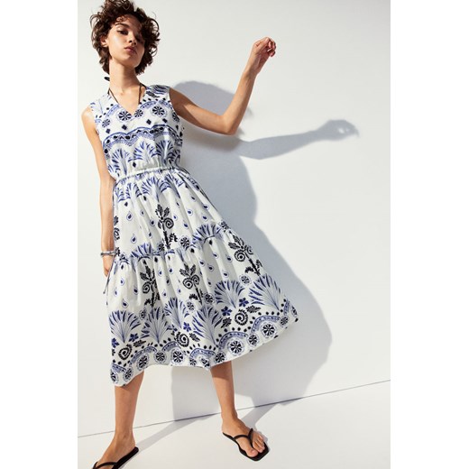 H & M - Bawełniana sukienka ze sznurkiem - Niebieski ze sklepu H&M w kategorii Sukienki - zdjęcie 173892108