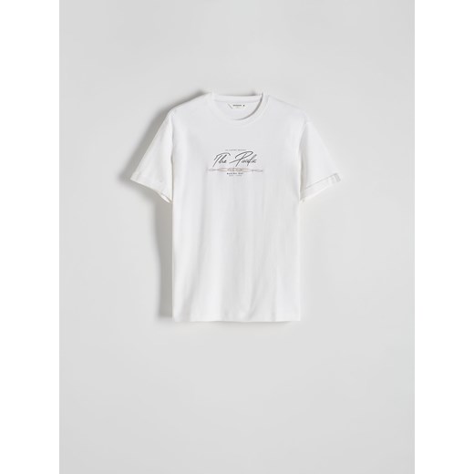 Reserved - T-shirt regular fit z nadrukiem - biały ze sklepu Reserved w kategorii T-shirty męskie - zdjęcie 173893776