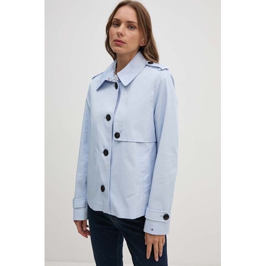 Tommy Hilfiger kurtka damska kolor niebieski przejściowa WW0WW42572 ze sklepu ANSWEAR.com w kategorii Kurtki damskie - zdjęcie 173894229