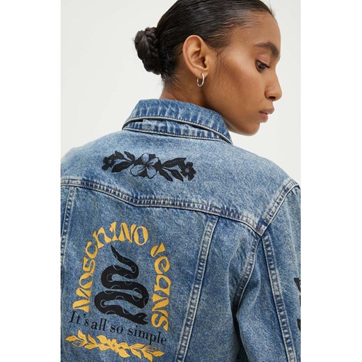 Moschino Jeans kurtka jeansowa damska kolor niebieski przejściowa 0501.8221 ze sklepu ANSWEAR.com w kategorii Kurtki damskie - zdjęcie 173894265