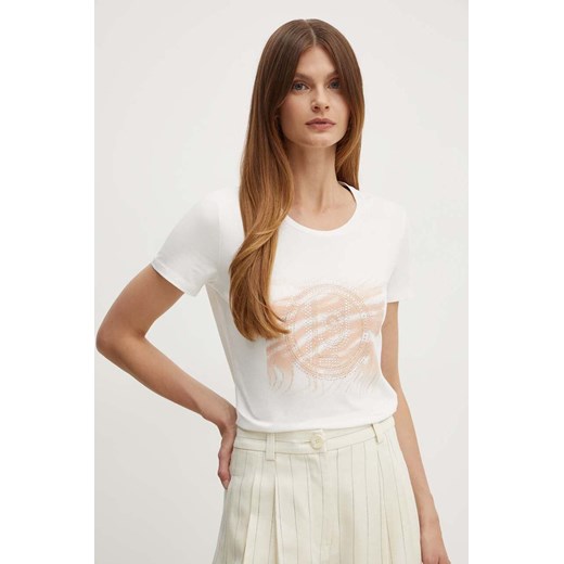 Liu Jo t-shirt damski kolor beżowy TF4076 JS088 ze sklepu ANSWEAR.com w kategorii Bluzki damskie - zdjęcie 173894557
