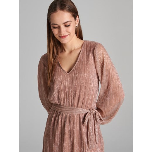 Sinsay - Sukienka mini z wiązaniem - beżowy Sinsay L promocja Sinsay