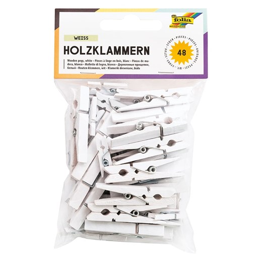 folia PAPER Drewniane klamerki (48 szt.) w kolorze białym ze sklepu Limango Polska w kategorii Zabawki - zdjęcie 173900445