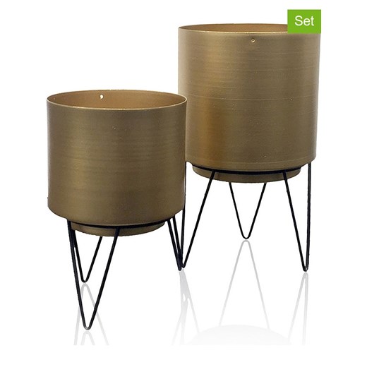 Rétro Chic Doniczki (2 szt.) w kolorze złoto-czarnym Rétro Chic onesize okazyjna cena Limango Polska