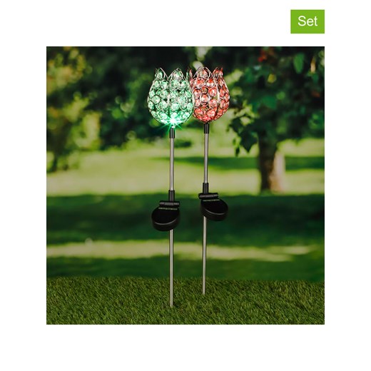 Garden Hero Solarne lampy ogrodowe LED (2 szt.) z funkcją zmiany kolorów - wys. 65 cm ze sklepu Limango Polska w kategorii Oświetlenie ogrodowe - zdjęcie 173902767