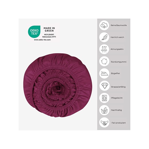 Schiesser Dżersejowe prześcieradło w kolorze bordowym na gumce Schiesser 100x200 cm promocyjna cena Limango Polska