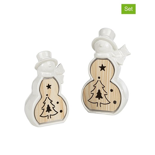 Profiline Lampy dekoracyjne LED (2 szt.) &quot;Snowman&quot; w kolorze beżowo-białym ze sklepu Limango Polska w kategorii Dekoracje bożonarodzeniowe - zdjęcie 173912977