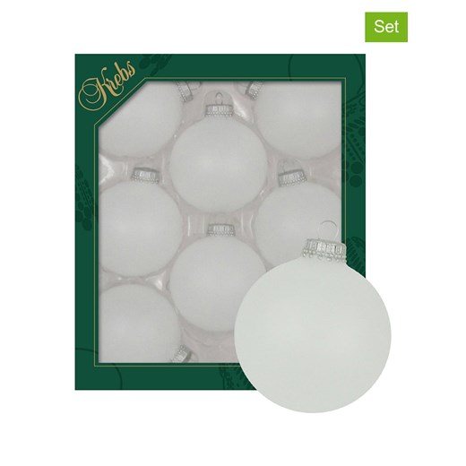 Krebs Glas Lauscha Bombki (8 szt.) w kolorze białym - Ø 7 cm ze sklepu Limango Polska w kategorii Dekoracje bożonarodzeniowe - zdjęcie 173913785