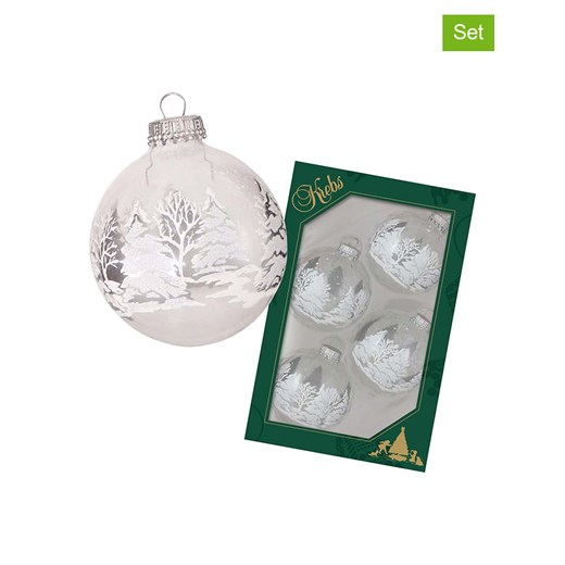 Krebs Glas Lauscha Bombki (4 szt.) w kolorze białym - Ø 7 cm ze sklepu Limango Polska w kategorii Dekoracje bożonarodzeniowe - zdjęcie 173913796