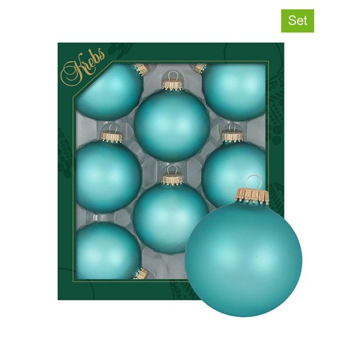 Krebs Glas Lauscha Bombki (8 szt.) w kolorze turkusowym - Ø 7 cm ze sklepu Limango Polska w kategorii Dekoracje bożonarodzeniowe - zdjęcie 173913848