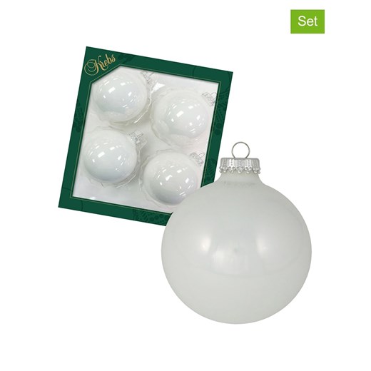 Krebs Glas Lauscha Bombki (4 szt.) w kolorze białym - Ø 8 cm ze sklepu Limango Polska w kategorii Dekoracje bożonarodzeniowe - zdjęcie 173913849