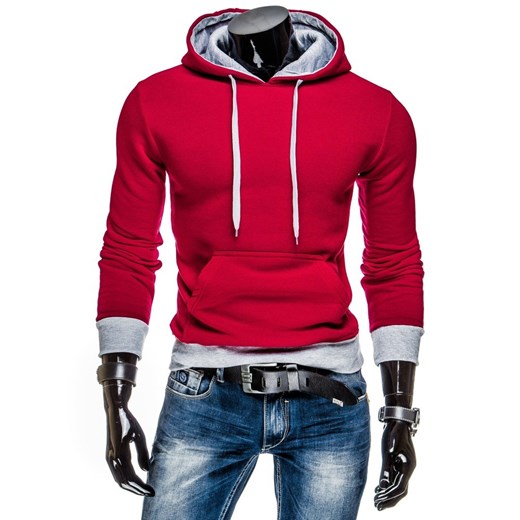 Męska bluza z kapturem (bx1007) - Czerwony dstreet  bawełna