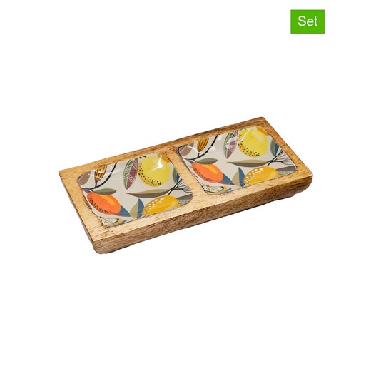 SiL Interiors Półmiski (2 szt.) w kolorze turkusowo-kremowo-jasnobrązowym - 20 x 10 cm ze sklepu Limango Polska w kategorii Misy i tace dekoracyjne - zdjęcie 173944725