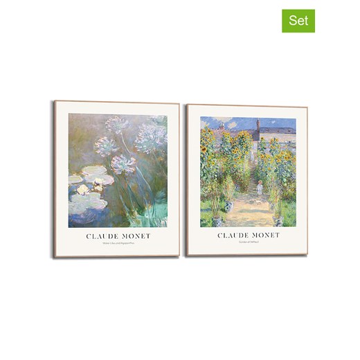 Orangewallz Druki artystyczne (2 szt.) &quot;Claude Monet - Purple Blue&quot; w ramce - 40 x 50 cm ze sklepu Limango Polska w kategorii Obrazy - zdjęcie 173947117