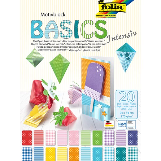 folia PAPER Karton ozdobny (20 szt.) &quot;Basics intensive&quot; ze wzorem - 34 x 24 cm ze sklepu Limango Polska w kategorii Akcesoria biurowe - zdjęcie 173949078