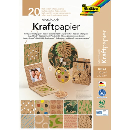 folia PAPER Blok arkuszy ozdobnych (20 szt.) &quot;Kraft paper&quot; w kolorze jasnobrązowym - A4 ze sklepu Limango Polska w kategorii Akcesoria biurowe - zdjęcie 173951546
