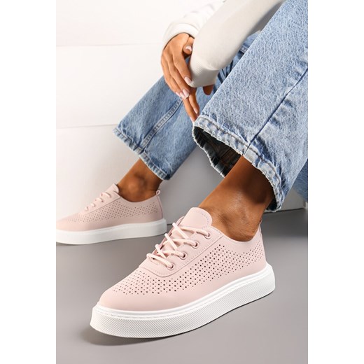 Różowe Sneakersy na Grubej Podeszwie z Perforacją Nobera ze sklepu renee.pl w kategorii Buty sportowe damskie - zdjęcie 173952508