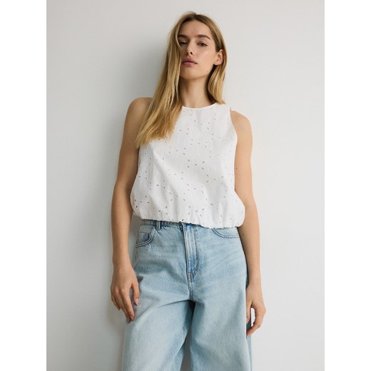 Reserved - Bluzka typu bombka - biały Reserved XS Reserved