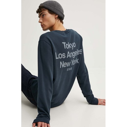 Superdry bluza bawełniana męska kolor niebieski z nadrukiem M2013738A-BQF ze sklepu ANSWEAR.com w kategorii Bluzy męskie - zdjęcie 173953637
