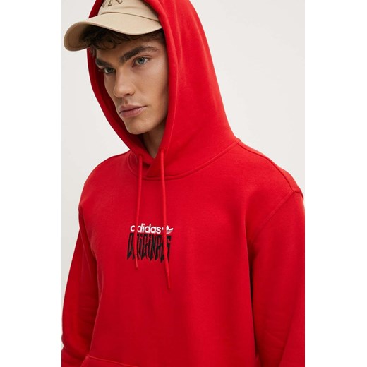 adidas Originals bluza bawełniana męska kolor czerwony z kapturem z aplikacją IZ4835 ze sklepu ANSWEAR.com w kategorii Bluzy męskie - zdjęcie 173953648