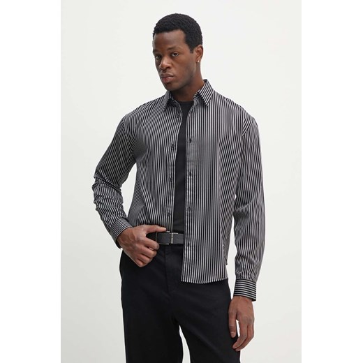 Armani Exchange koszula bawełniana męska kolor czarny regular z kołnierzykiem klasycznym 6DZCL5 ZN5FZ ze sklepu ANSWEAR.com w kategorii Koszule męskie - zdjęcie 173953675