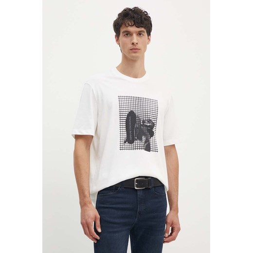 Armani Exchange t-shirt bawełniany męski kolor biały z nadrukiem 6DZTLD ZJ9JZ ze sklepu ANSWEAR.com w kategorii T-shirty męskie - zdjęcie 173954017