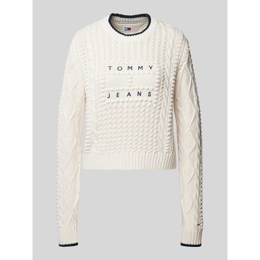 Sweter z dzianiny ze ściegiem warkoczowym model ‘BUBBLE CABLE FLAG’ ze sklepu Peek&Cloppenburg  w kategorii Swetry damskie - zdjęcie 173954605