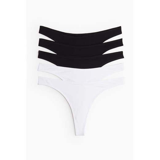 H & M - Bawełniane figi thong 5-pak - Czarny H & M XL H&M