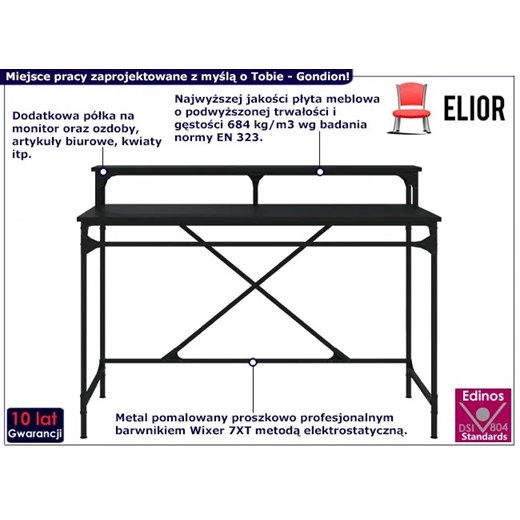 Czarne loftowe biurko z nadstawką metalowe 100 cm - Gondion Elior One Size wyprzedaż Edinos.pl