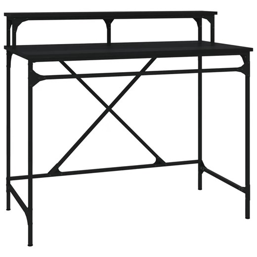 Czarne loftowe biurko z nadstawką metalowe 100 cm - Gondion Elior One Size wyprzedaż Edinos.pl