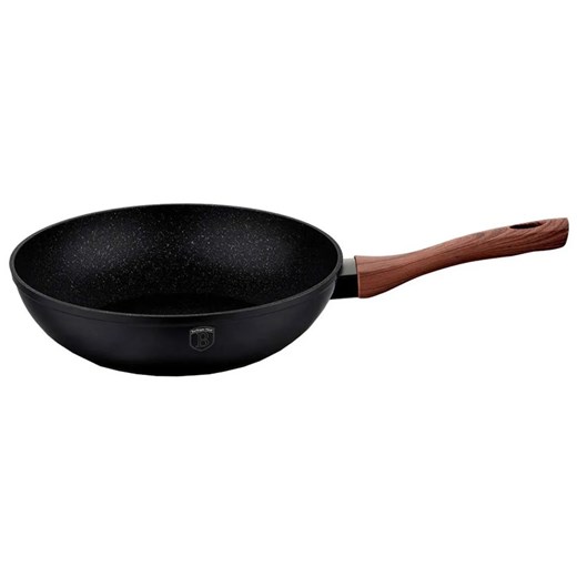 Granitowy wok z brązową rączką 28cm K3-G12 ze sklepu Edinos.pl w kategorii Naczynia - zdjęcie 173958846