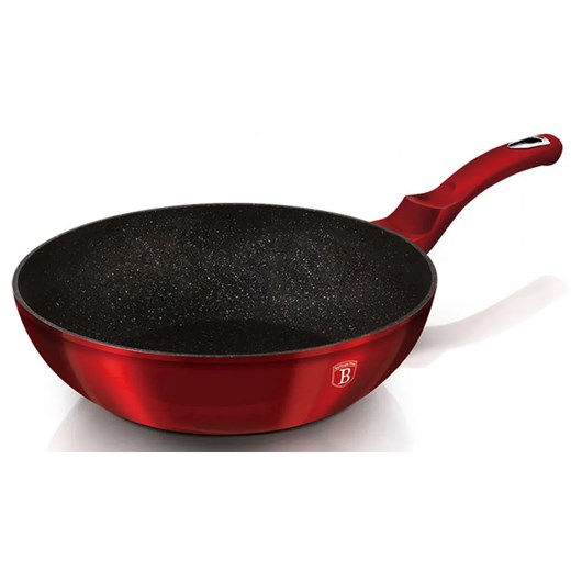 Czerwony wok z powłoką granitową na indukcję 30cm R5-G21 ze sklepu Edinos.pl w kategorii Naczynia - zdjęcie 173958896