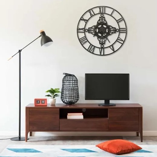 Srebrny retro zegar ścienny 78 cm - Olox 5X Elior One Size Edinos.pl