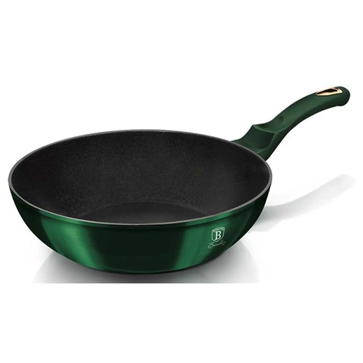 Tytanowy zielony wok z silikonowym uchwytem 28cm G6-P72 ze sklepu Edinos.pl w kategorii Naczynia - zdjęcie 173958909