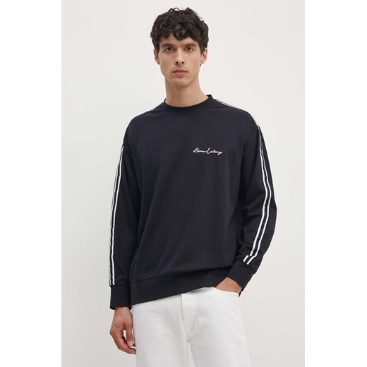Armani Exchange bluza męska kolor granatowy z kapturem z aplikacją 8NZMSG Z9N1Z ze sklepu ANSWEAR.com w kategorii Bluzy męskie - zdjęcie 173961899