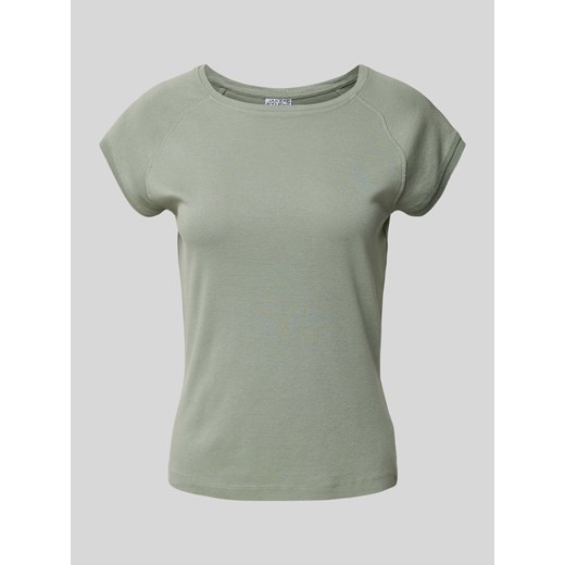 T-shirt z prążkowanym okrągłym dekoltem ze sklepu Peek&Cloppenburg  w kategorii Bluzki damskie - zdjęcie 173962777