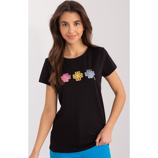 Czarny t-shirt damski RV-TS-9666.05X, Kolor czarny, Rozmiar S/M, BASIC FEEL GOOD ze sklepu Primodo w kategorii Bluzki damskie - zdjęcie 173964236