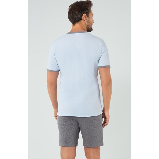 Piżama męska z krótki rękawem niebiesko-szara Nikodem, Kolor niebiesko-szary, Rozmiar XL, Italian Fashion ze sklepu Primodo w kategorii Piżamy męskie - zdjęcie 173964256