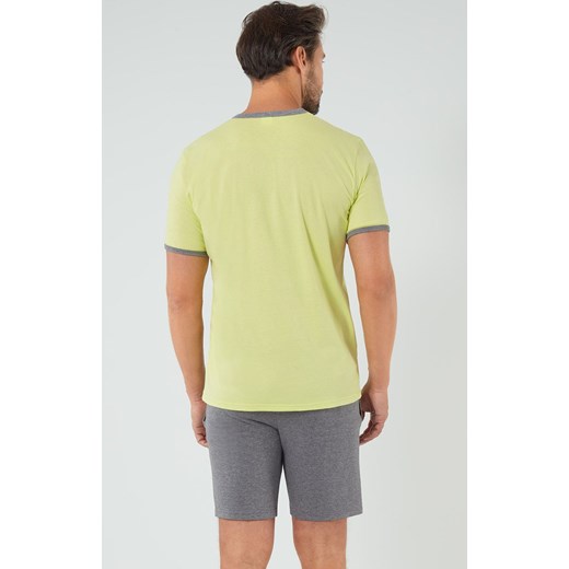 Piżama męska z krótki rękawem limonkowo-szara Nikodem, Kolor limonka-szary, Rozmiar M, Italian Fashion ze sklepu Intymna w kategorii Piżamy męskie - zdjęcie 173965186