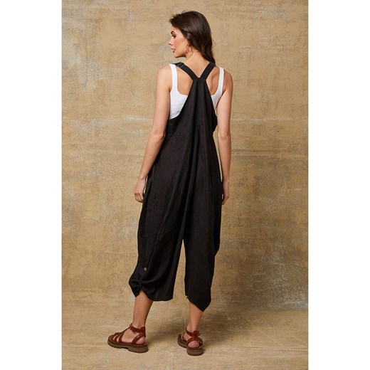 La Compagnie Du Lin Lniane ogrodniczki &quot;Bridget&quot; w kolorze czarnym La Compagnie Du Lin XL promocja Limango Polska