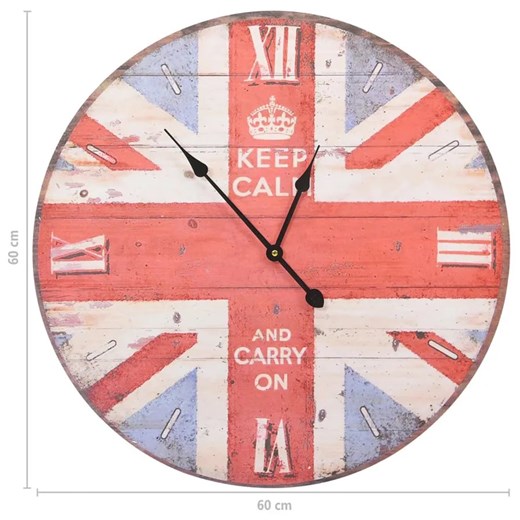 Wiszący zegar w stylu vintage z flagą UK 60 cm - Arktos 6X Elior One Size Edinos.pl