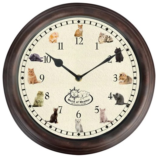 Zegar z dźwiękami kotów 30 cm - Trosso Elior One Size Edinos.pl