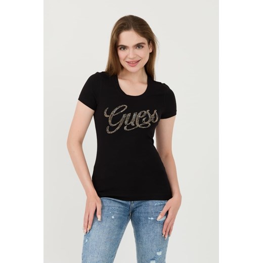 GUESS Czarny t-shirt Script, Rozmiar S ze sklepu outfit.pl w kategorii Bluzki damskie - zdjęcie 173970109