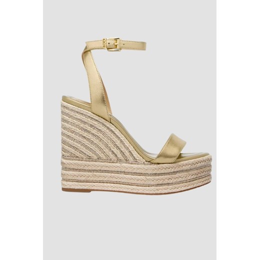 MICHAEL KORS Złote sandały na platformie Leighton Wedge, Rozmiar 39 ze sklepu outfit.pl w kategorii Sandały damskie - zdjęcie 173970368