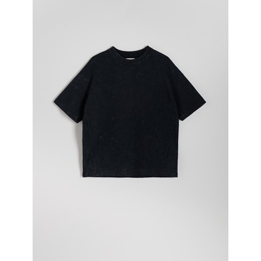 Reserved - T-shirt oversize z efektem sprania - czarny ze sklepu Reserved w kategorii T-shirty męskie - zdjęcie 173970498