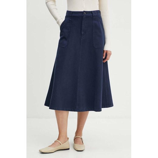 A.P.C. spódnica bawełniana jupe laurie kolor granatowy midi rozkloszowana COGZV.F06410 ze sklepu ANSWEAR.com w kategorii Spódnice - zdjęcie 173970709