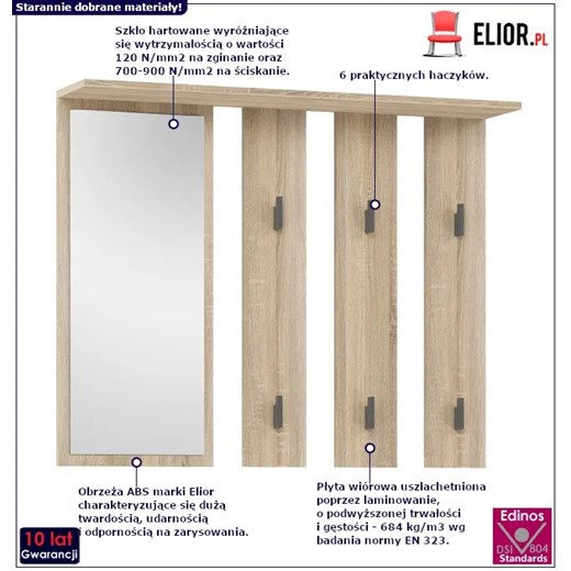 Skandynawski wieszak z lustrem - Amra Elior One Size Edinos.pl