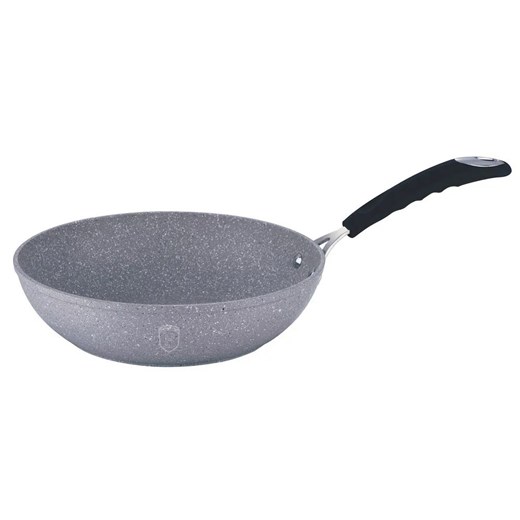 Szara patelnia typu wok na każdy typ kuchenki 28cm T0-G91 ze sklepu Edinos.pl w kategorii Naczynia - zdjęcie 173974839