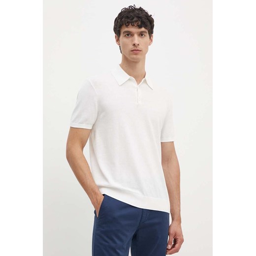 Armani Exchange polo bawełniane kolor biały gładki 8NZF5D ZM3JZ ze sklepu ANSWEAR.com w kategorii T-shirty męskie - zdjęcie 173975085